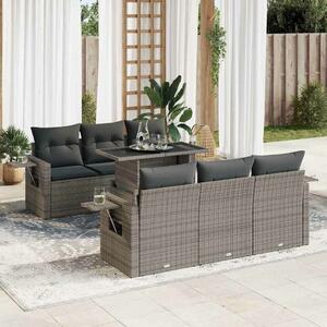 VidaXL Polyrattan Kerti Ülőgarnitúra - 7 részes - Szürke