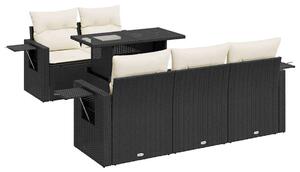 VidaXL Polyrattan Kerti Ülőgarnitúra - 6 részes - Fekete