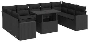 VidaXL Polyrattan Kerti Ülőgarnitúra - 10 részes - Fekete