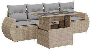 VidaXL Polyrattan Kerti Ülőgarnitúra - 5 részes - Bézs