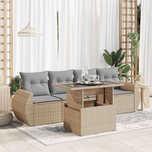 VidaXL Polyrattan Kerti Ülőgarnitúra - 5 részes - Bézs