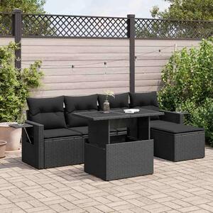 Polyrattan Kerti Ülőgarnitúra - 6 részes - Fekete