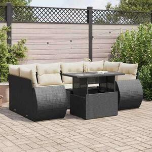 VidaXL Polyrattan Kerti Ülőgarnitúra - 7 részes - Fekete
