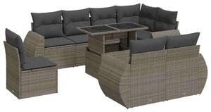VidaXL Polyrattan Kerti Ülőgarnitúra - 9 részes - Szürke