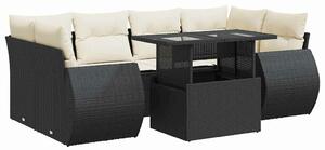 VidaXL Polyrattan Kerti Ülőgarnitúra - 7 részes - Fekete