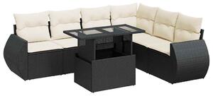VidaXL Polyrattan Kerti Ülőgarnitúra - 7 részes - Fekete