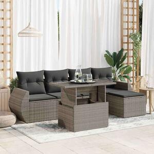 VidaXL Polyrattan Kerti Ülőgarnitúra - 6 részes - Szürke