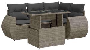 VidaXL 5 részes szürke polyrattan kerti ülőgarnitúra