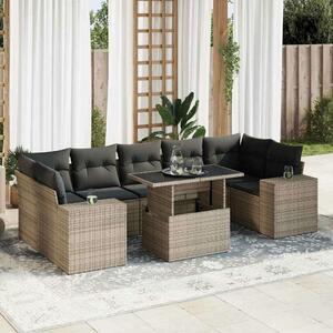 VidaXL Polyrattan Kerti Ülőgarnitúra - 8 részes - Szürke