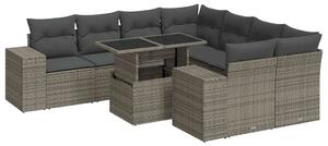 VidaXL Polyrattan Kerti Ülőgarnitúra - 9 részes - Szürke
