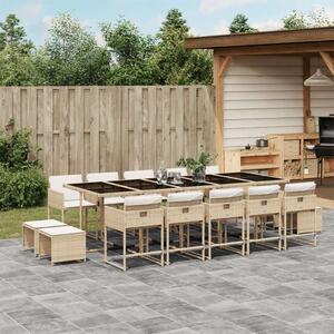 VidaXL Polyrattan Kerti Étkezőgarnitúra - 15 részes - Bézs