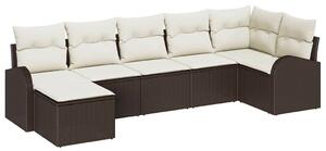 VidaXL Kerti Kanapé Szett párnával 7 pcs Barna Poli rattan