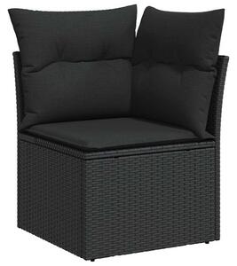 VidaXL Kerti Kanapé Szett párnával tárolóval 7 pcs Fekete Poly Rattan
