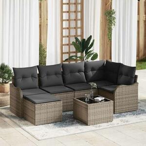 VidaXL Kerti Kanapé Szett párnával 7 pcs Szürke Poli rattan