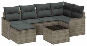 VidaXL Kerti Kanapé Szett párnával 7 pcs Szürke Poli rattan