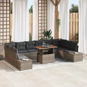 VidaXL Kerti Kanapé Szett tárolóval 11 pcs Szürke Poli rattan