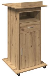 VidaXL Pódium fiókkal kerékkel kézműves tölgy 55 x 55 x 107 cm Faanyag