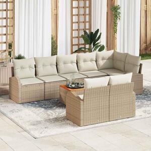 VidaXL Kerti Kanapé Szett tárolóval 9 pcs Beige és krém polirattan