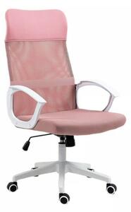 Q-026 Rózsaszín Hálós Ergonomikus Forgószék Fehér Vázzal