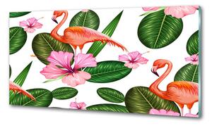 Konyhai fali panel Flamingók és növények