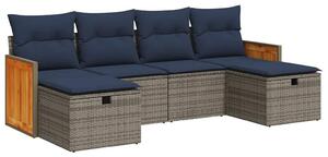 VidaXL 6 részes szürke polyrattan kerti ülőgarnitúra párnákkal