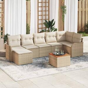 VidaXL Kerti Kanapé Szett tárolóval 8 pcs Beige és krém polirattan
