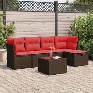 VidaXL 6 részes barna polyrattan kerti ülőgarnitúra párnával