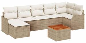 VidaXL Kerti Kanapé Szett tárolóval 8 pcs Beige és krém polirattan
