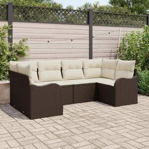 VidaXL Kerti Kanapé Szett párnával 6 pcs Barna Poli rattan