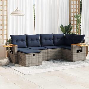 VidaXL 6 részes szürke polyrattan kerti ülőgarnitúra párnákkal
