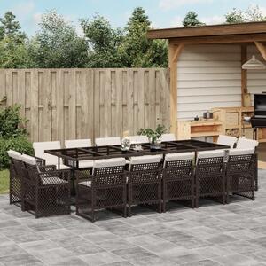 VidaXL 15 részes barna polyrattan kerti ülőgarnitúra párnákkal
