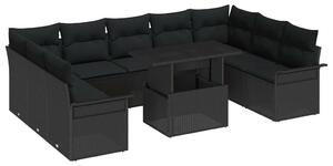 Kerti Kanapé Szett 10 pcs Fekete 100 x 55 x 73 cm Poli rattan