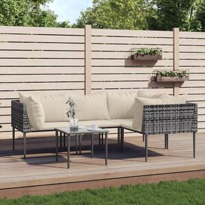VidaXL 5 részes szürke polyrattan kerti ülőgarnitúra párnákkal