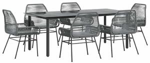 VidaXL 7 részes szürke polyrattan üveg kerti étkezőgarnitúra párnával