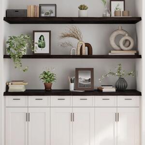 Sötétbarna kezelt tömör tölgyfa fali polc 160 x 60 x (2-4) cm