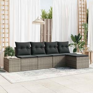 VidaXL Kerti Kanapé Szett 5 pcs Szürke Poli rattan