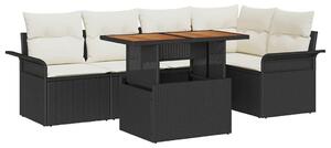 VidaXL Kerti Kanapé Szett tárolóval 6 pcs Fekete Poli rattan
