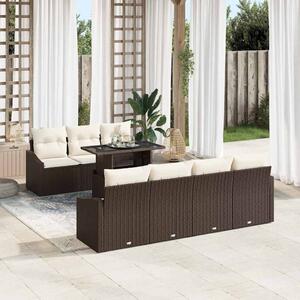 VidaXL Kerti Kanapé Szett tárolóval 8 pcs Barna Poli rattan