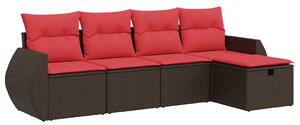 VidaXL 5 részes barna polyrattan kerti ülőgarnitúra párnával