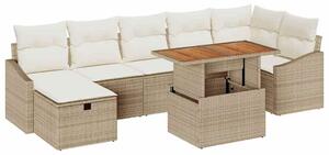 VidaXL Kerti Kanapé Szett 8 pcs Bézs polirattan