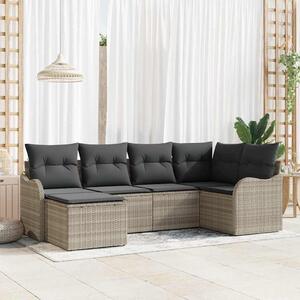VidaXL Kerti Kanapé Szett párnával 6 pcs Világosszürke Poli rattan