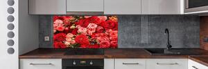 Konyhai üveg fali panel Piros virágok
