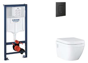 Grohe Rapid SL - Készlet fali beépítéshez, WC, SoftClose ülőkével és Even gombbal, phantom black SANI11BB5119