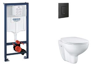 Grohe Rapid SL - Készlet fali beépítéshez, WC, SoftClose ülőkével és Even gombbal, phantom black SANI11BB5113