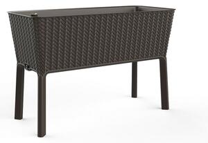 Splendor megemelt műanyag kerti virágláda 120l fonott rattan whiskey barna