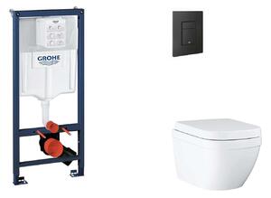 Grohe Rapid SL - Készlet fali beépítéshez, WC, SoftClose ülőkével és Even gombbal, Triple Vortex, phantom black SANI11BB5116