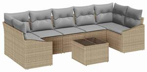 VidaXL Kanapé Szett párnával 8 pcs Barna és szürke polirattan