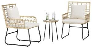 Kert étkező szett 3 pcs Barna Fekete Krém Poli rattan és acél