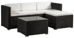 Punta Cana M Lounge műrattan kerti sarokgarnitúra fekete-bézs 200155