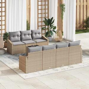 Kerti Kanapé Szett 8 pcs Beige és Világosszürke 55 x 55 x 37 cm